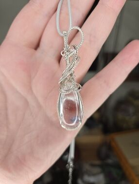 925 Sterling Silver Dumortierite Quartz Wire Wrap Crystal Pendant